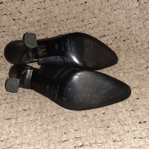 SONIA RYKIEL-Vintage Black Leather Brogue/Wingtip Slingback Sandals-Sz 38.5-NM - Picture 8 of 8